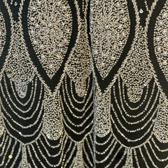 1920s Flapper Hand Beaded Dress by The Deco Haus– Ultra Low Back in Black/Silver - Picture 6 of 10